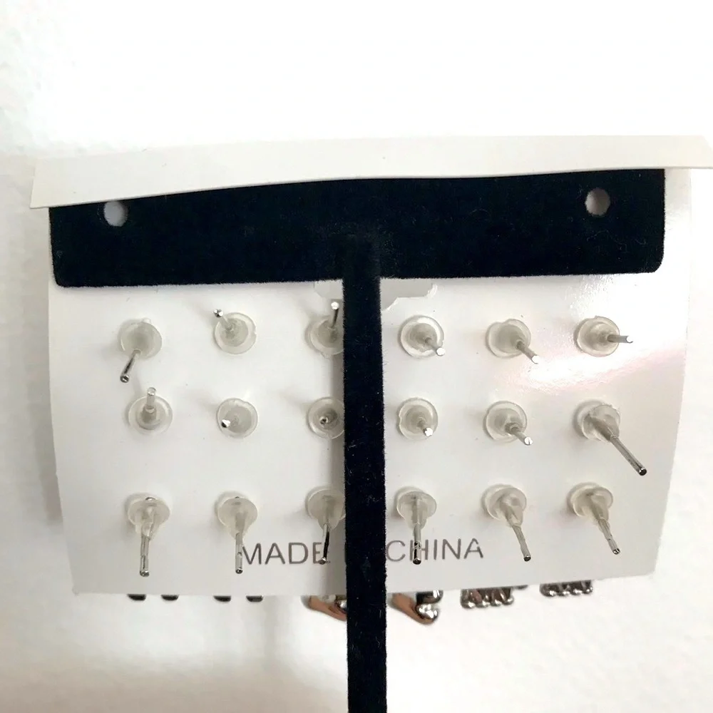 Silver Tone Fashion Earrings - Set of 9 - New with Tag